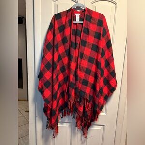 Goodthreads Red and Black Plaid Poncho